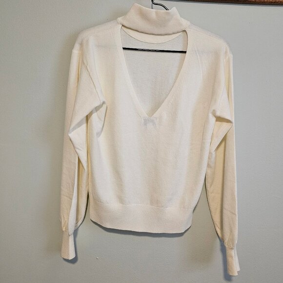 Women’s Ivory Sweater with Upper Back Cutout and Mock Neck from The Drop, Small - Picture 4 of 10